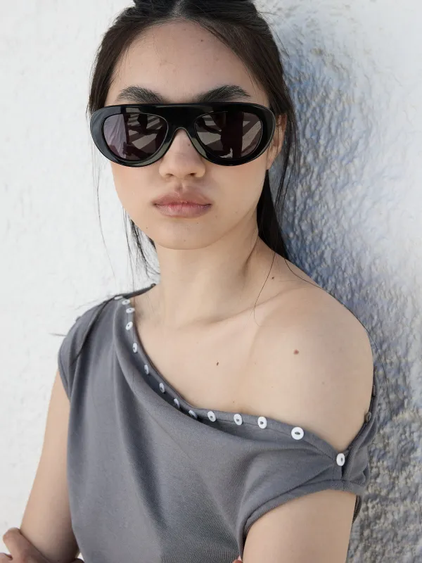 Wraparound black sunglasses with purple lens - Brera made by Ulanka