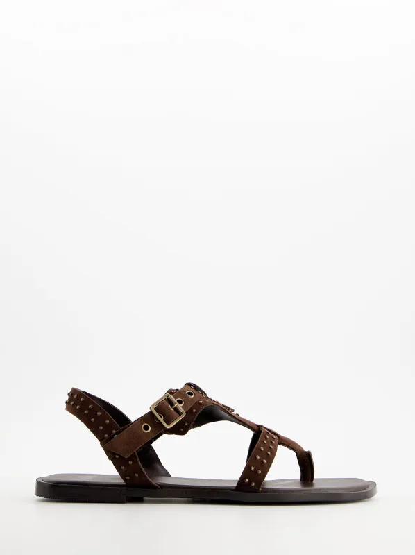 Flat studded suede sandals - Tine made by Ulanka