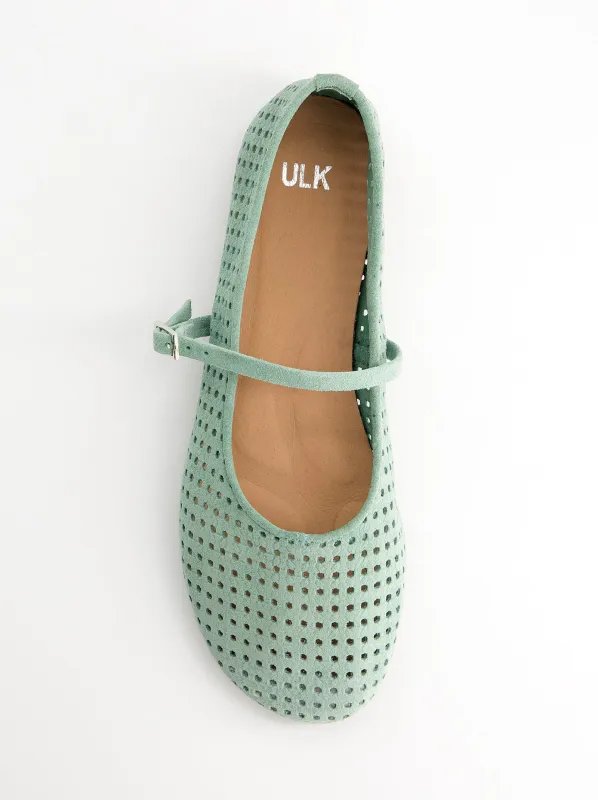 Die-cut suede Mary Jane ballet flats - Linke made by Ulanka
