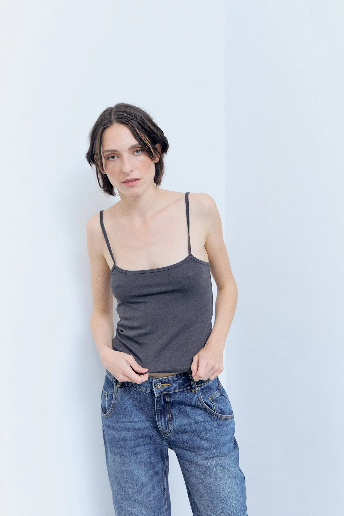 Basic gray mottled strappy top - Loki sold by Ulanka product image thumbnail 3