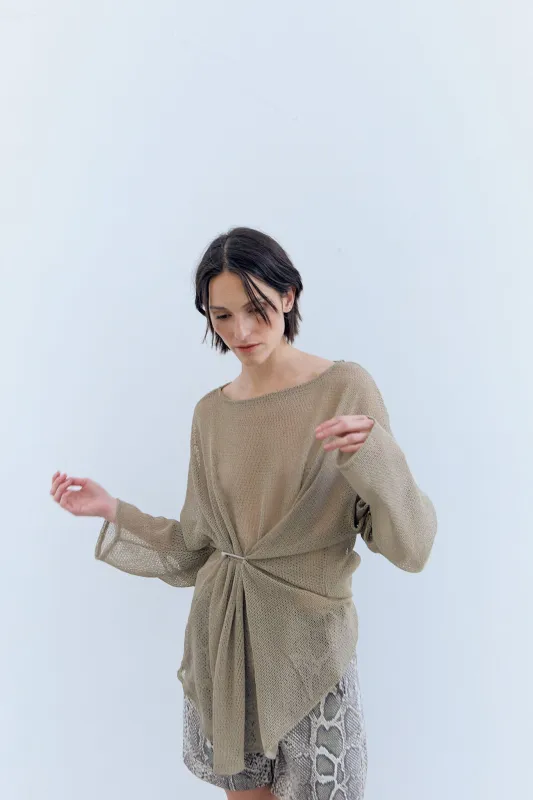 Semi-sheer knit dress with back slit - Ruca made by Ulanka