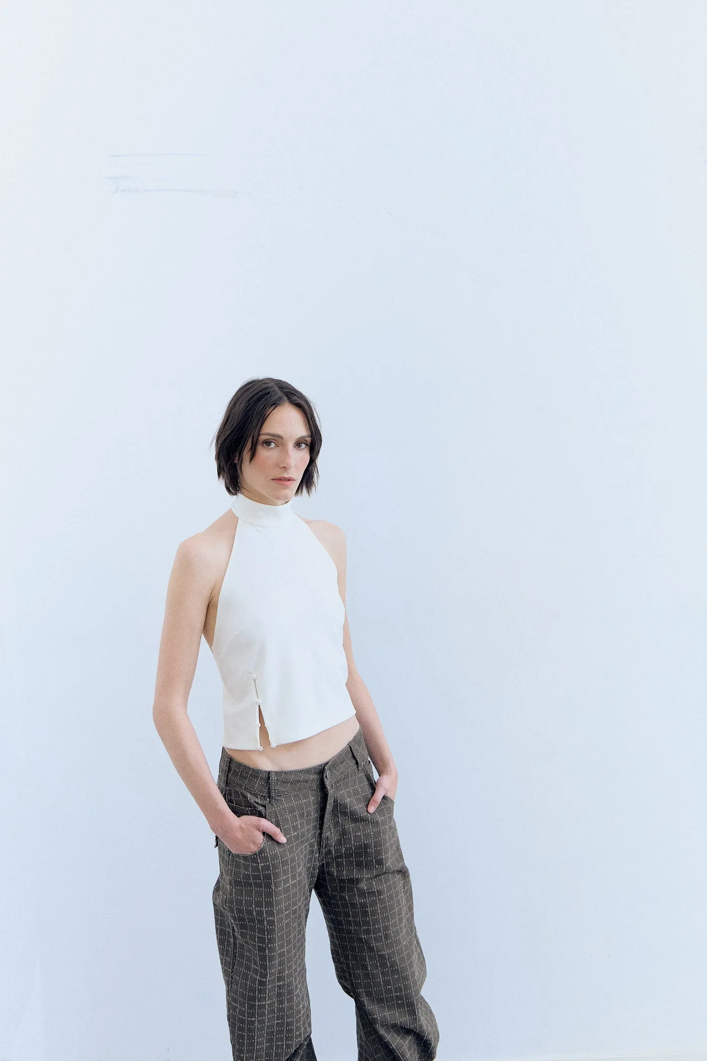 White halter top with button detail - Lola sold by Ulanka product image thumbnail 3