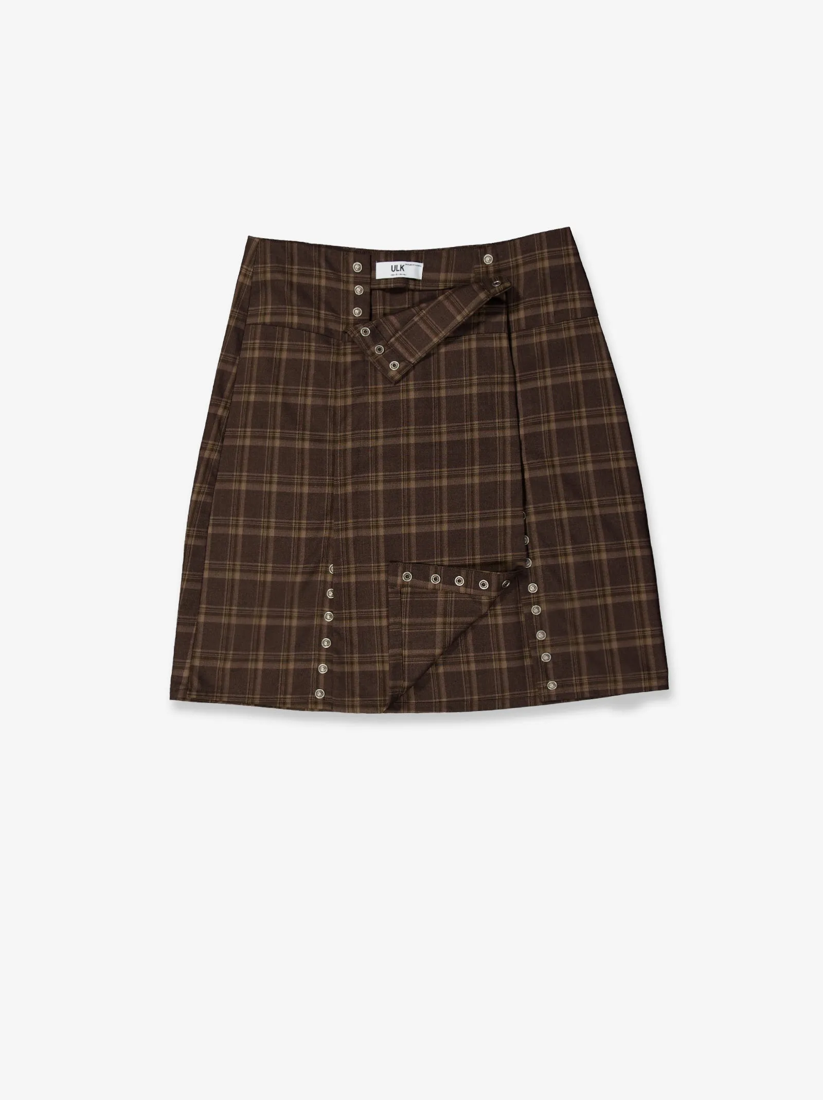 Brown checked mini skirt with slits - Meli sold by Ulanka product image thumbnail 3