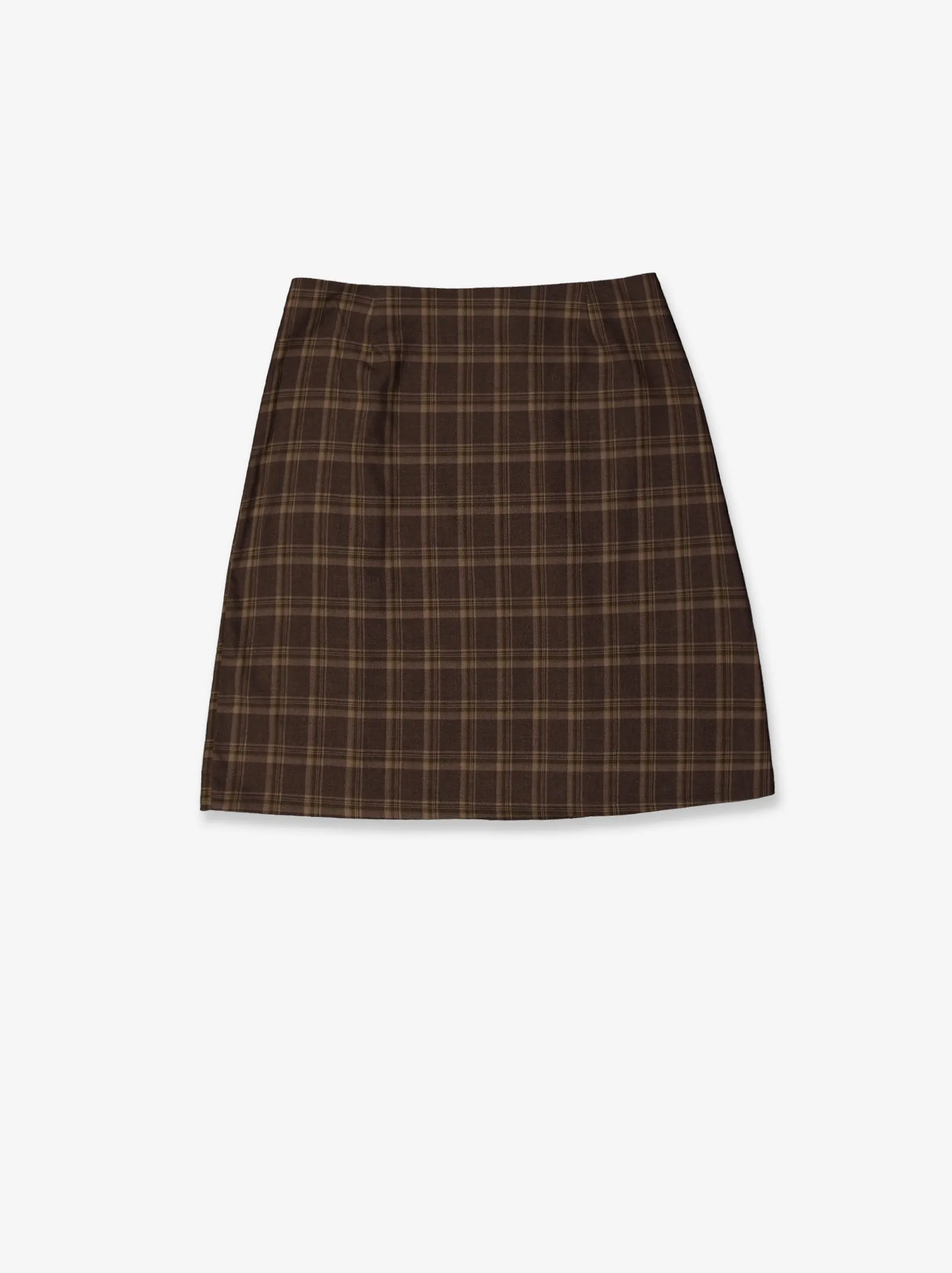 Brown checked mini skirt with slits - Meli sold by Ulanka product image thumbnail 4