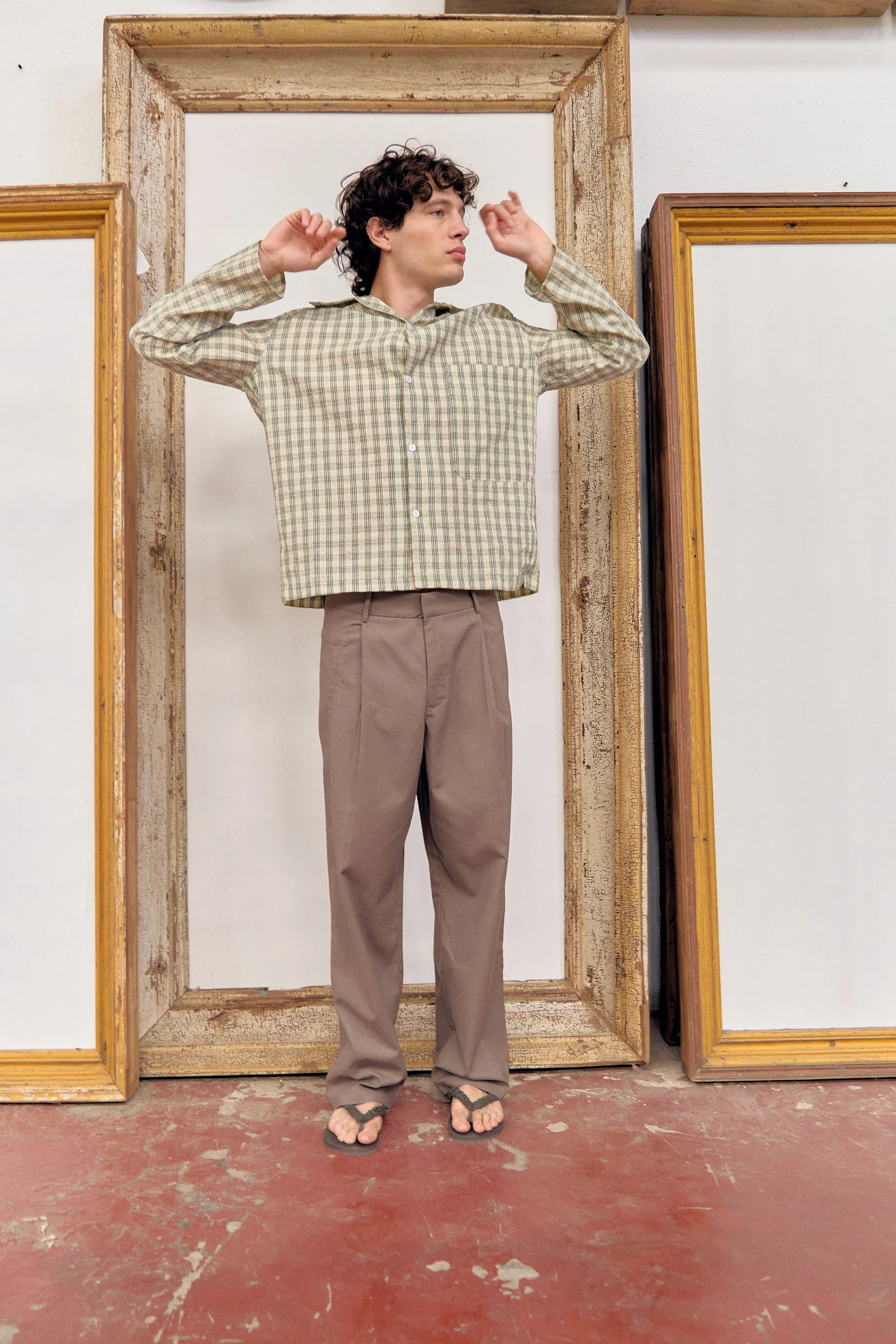 Bobu brown flowy pants with square pockets sold by Ulanka