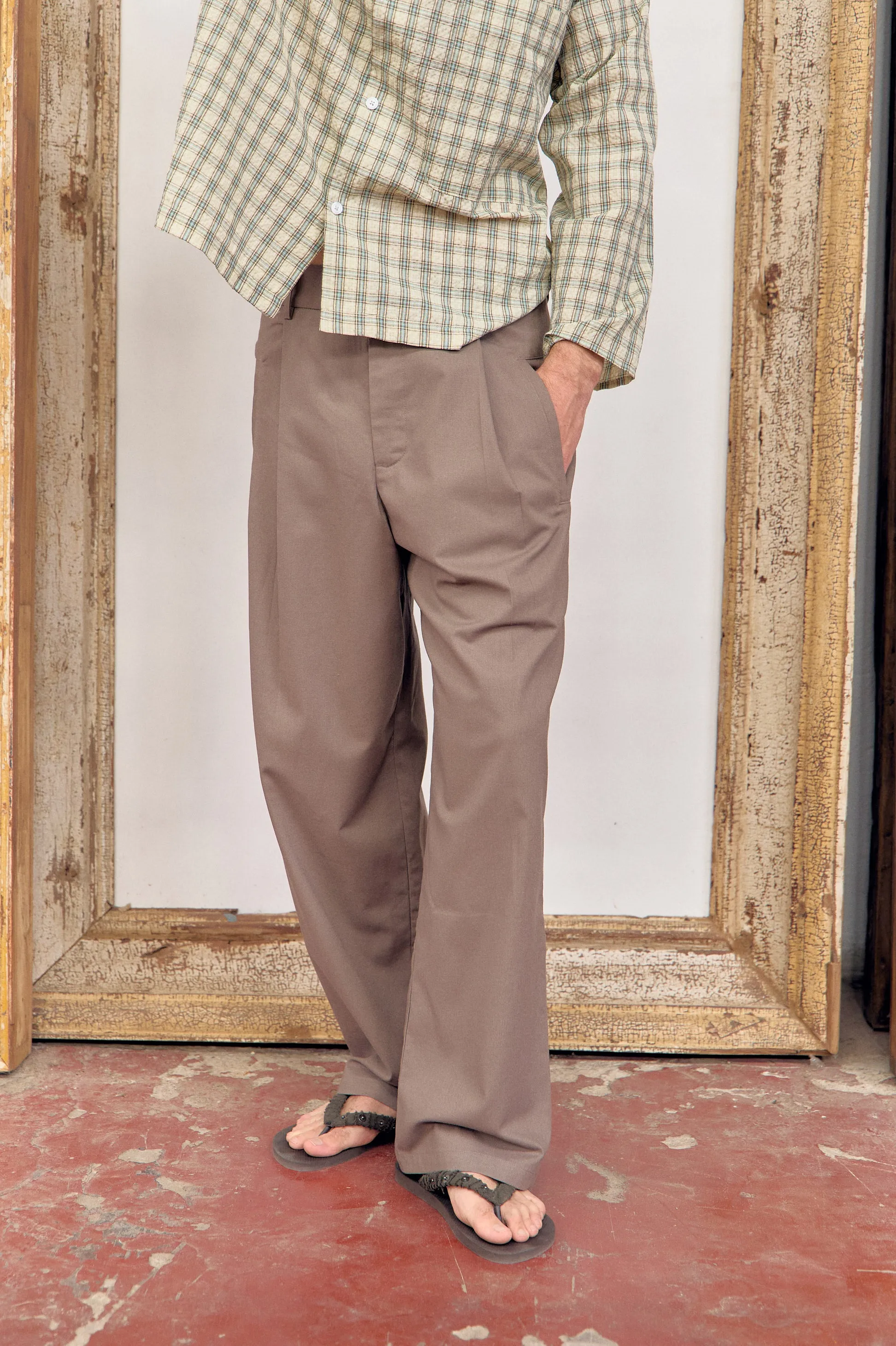 Bobu brown flowy pants with square pockets sold by Ulanka product image thumbnail 2