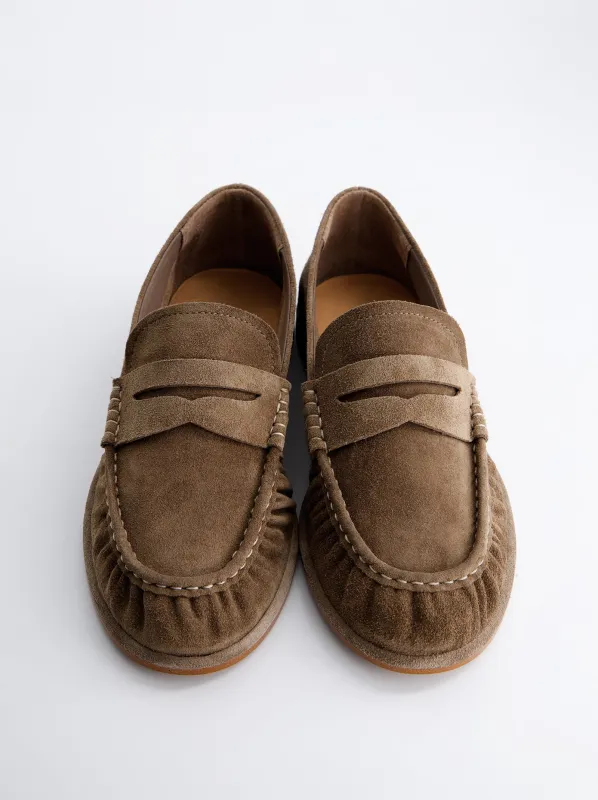 Taupe Suede Loafers - Kassai made by Ulanka