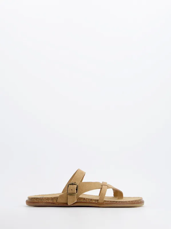 Camel Suede Flat Sandals - Krabi made by Ulanka