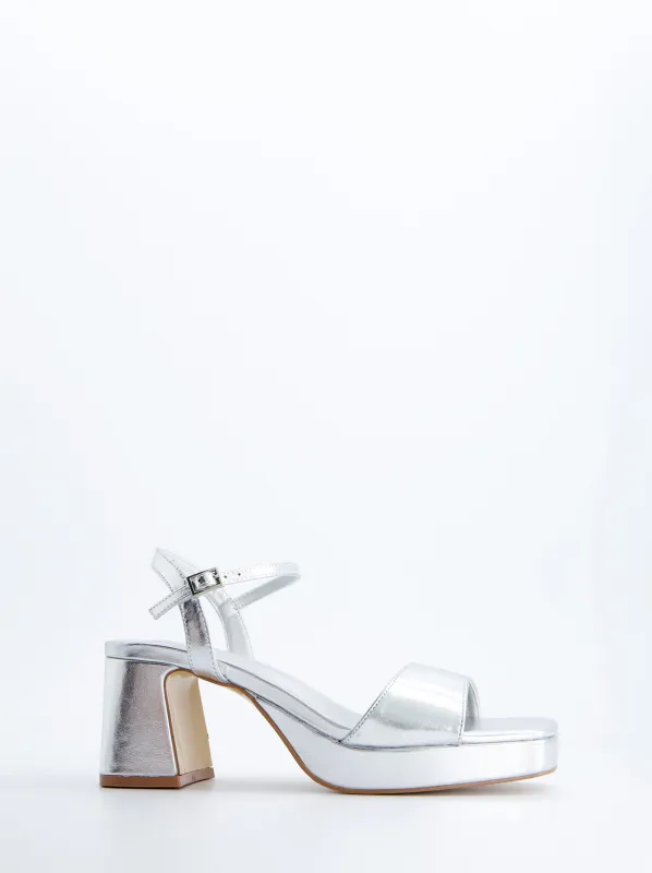 Platform Silver Heel Sandal - Medina made by Ulanka
