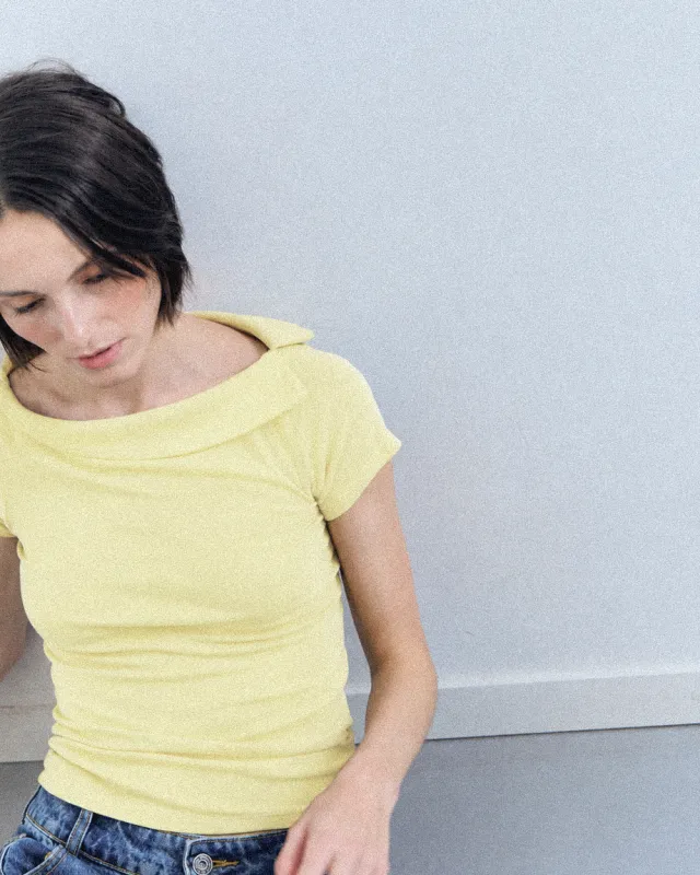 Yellow top with folded boat neck - Wave made by Ulanka