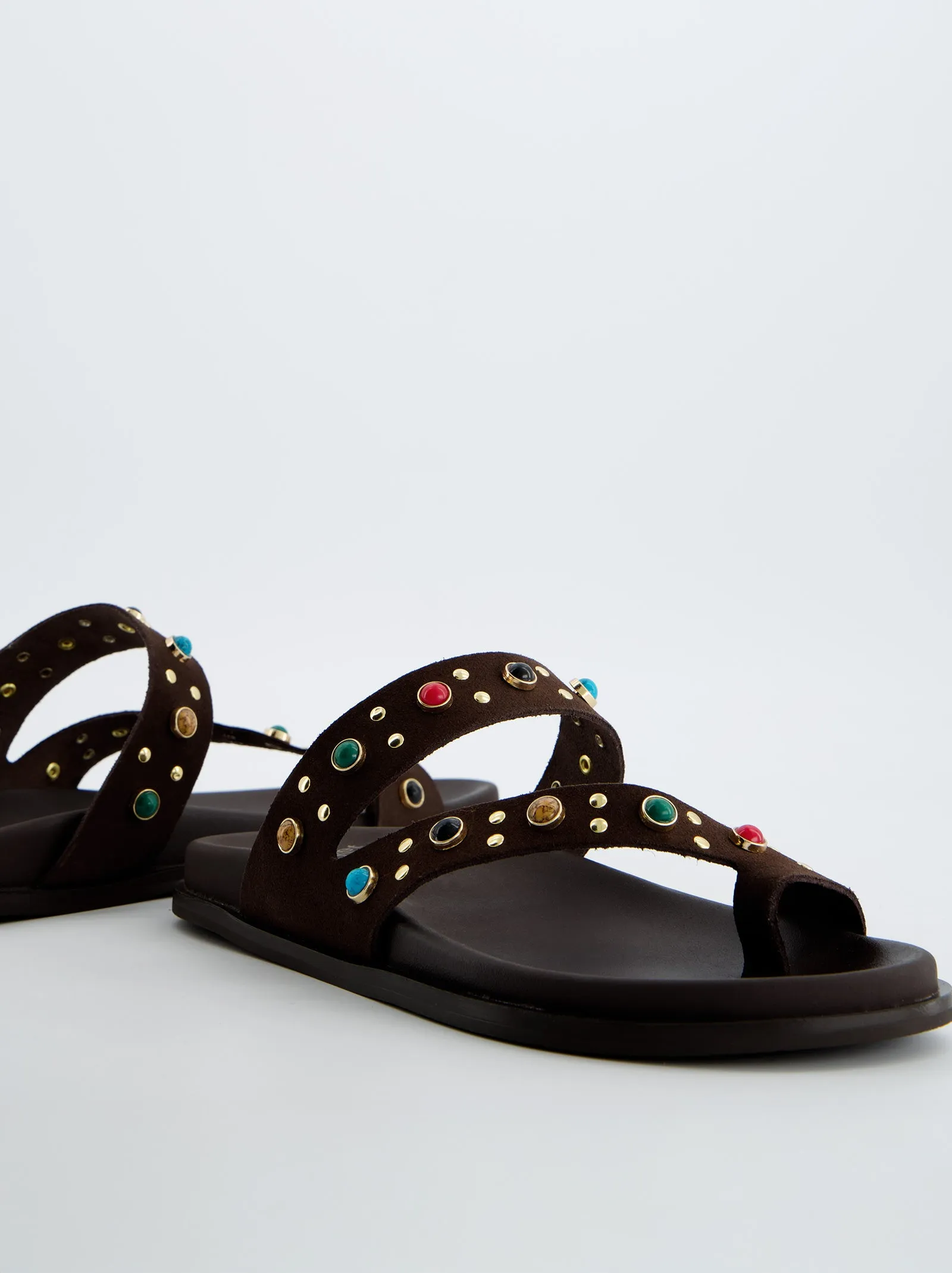 Brown Porronet Sandals with Multicolor Rhinestones sold by Ulanka product image thumbnail 2