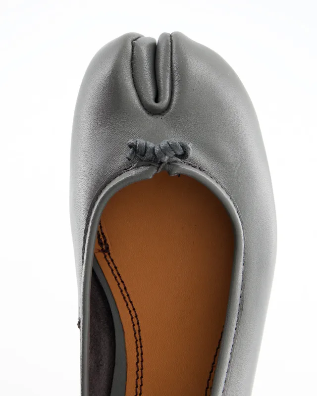 Grey Leather Tabi Ballerina - Karva made by Ulanka