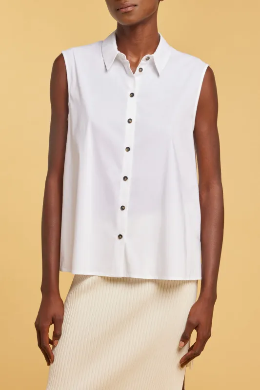 camicia smanicata popeline stretch sold by Liviana Conti