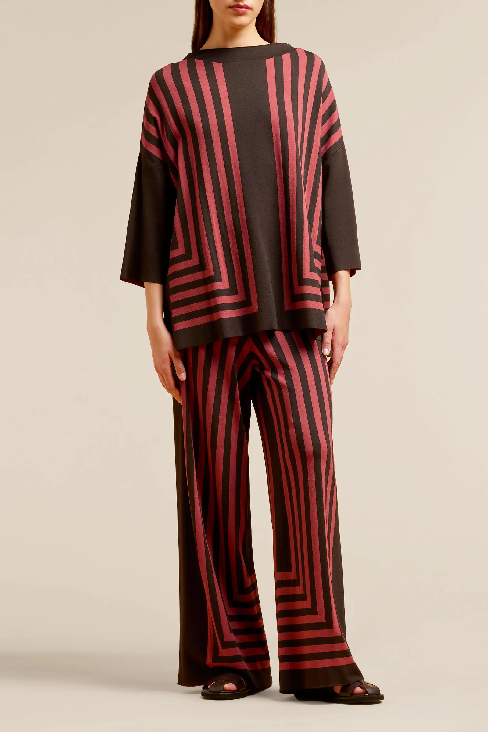 pantaloni viscosa righe geometriche sold by Liviana Conti