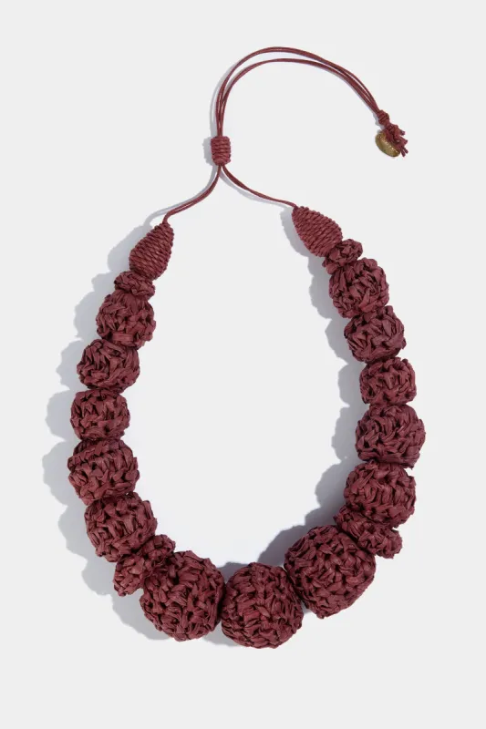 collana corta elementi rafia crochet sold by Liviana Conti