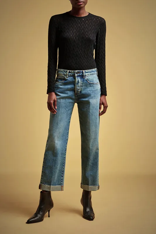 DENIM LAVATO BOYFIT CROP sold by Liviana Conti