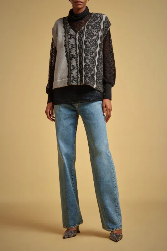 GILET CASHMERE RICICLATO STAMPA PIZZO sold by Liviana Conti