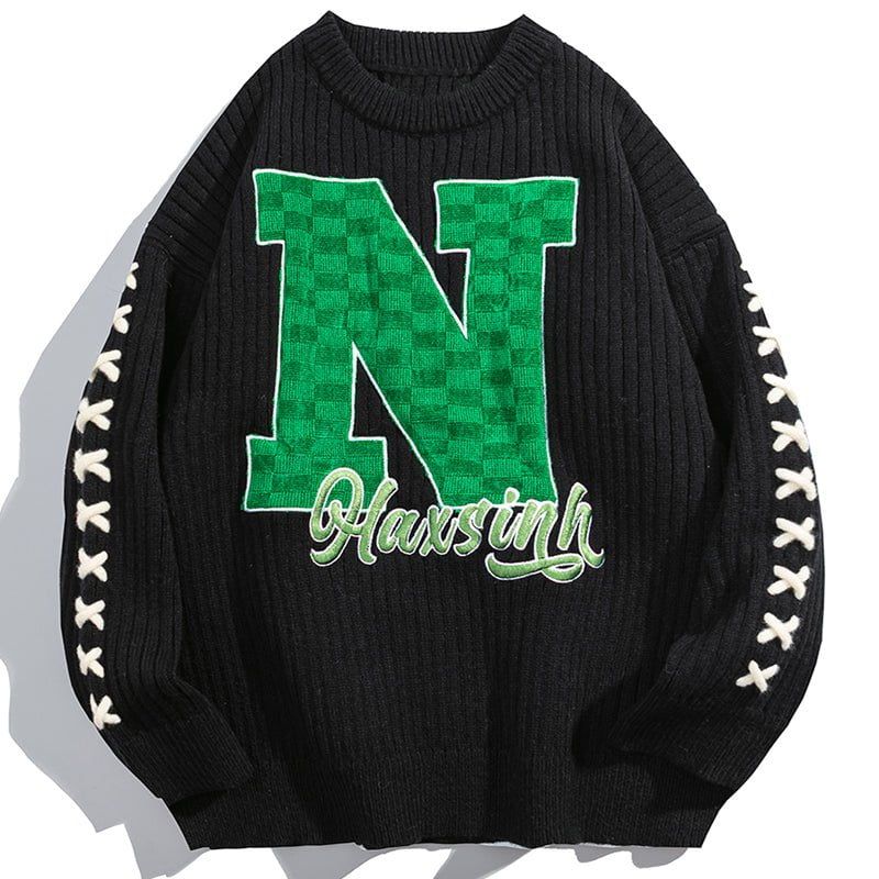 Cable Knit Sweater Embroider Letter sold by Yugen Theory product image thumbnail 3