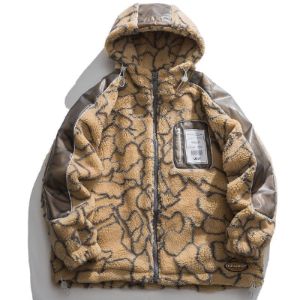 Sherpa Hood Winter Coat Leather Patchwork sold by Yugen Theory