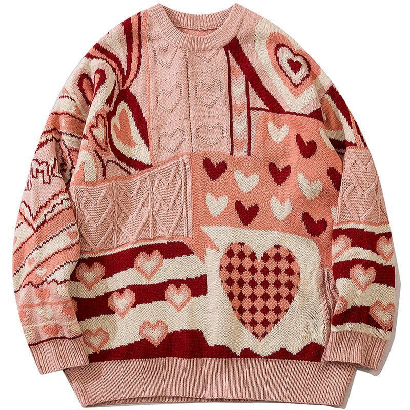 Unique Knit Sweater Patchwork Love sold by Yugen Theory