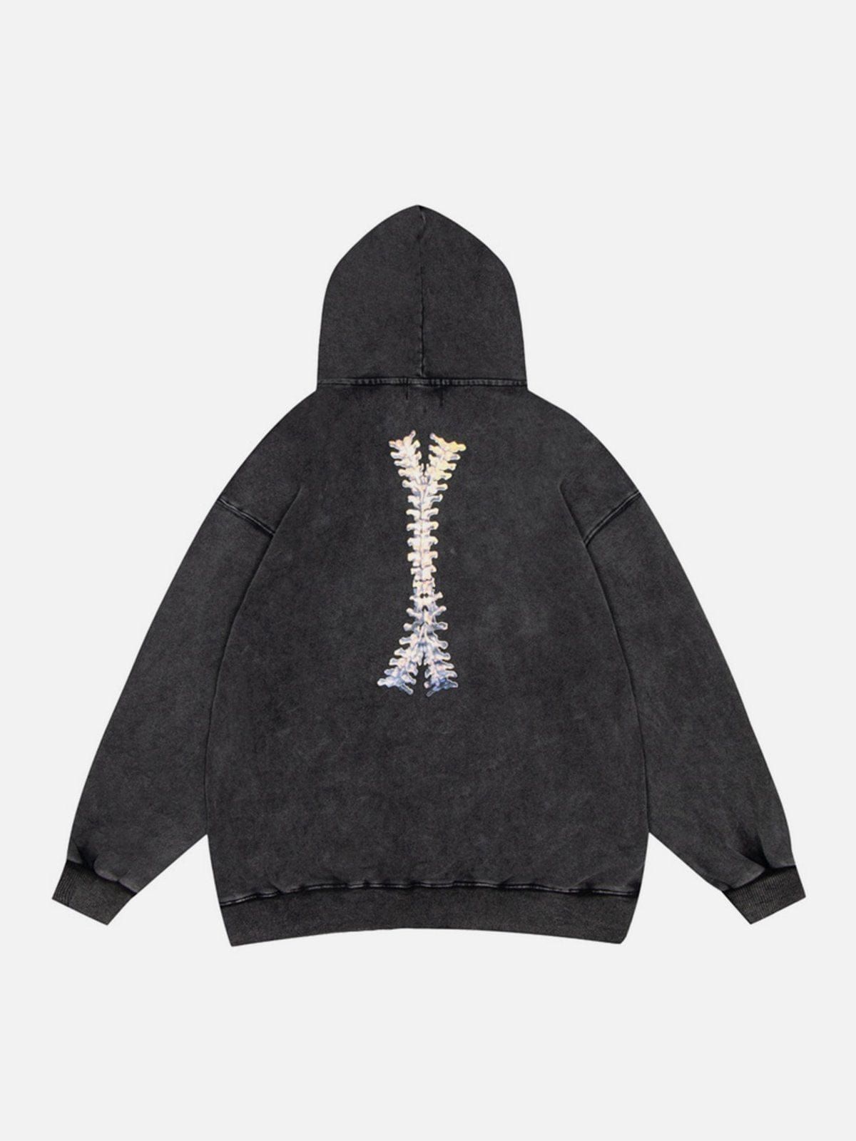 Washed Skeleton Pattern Zip Up Hoodie sold by Yugen Theory product image thumbnail 2