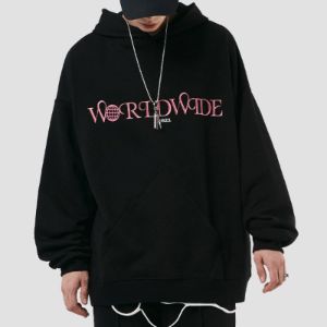 Solid Color Basic Letters Print Hoodie sold by Yugen Theory
