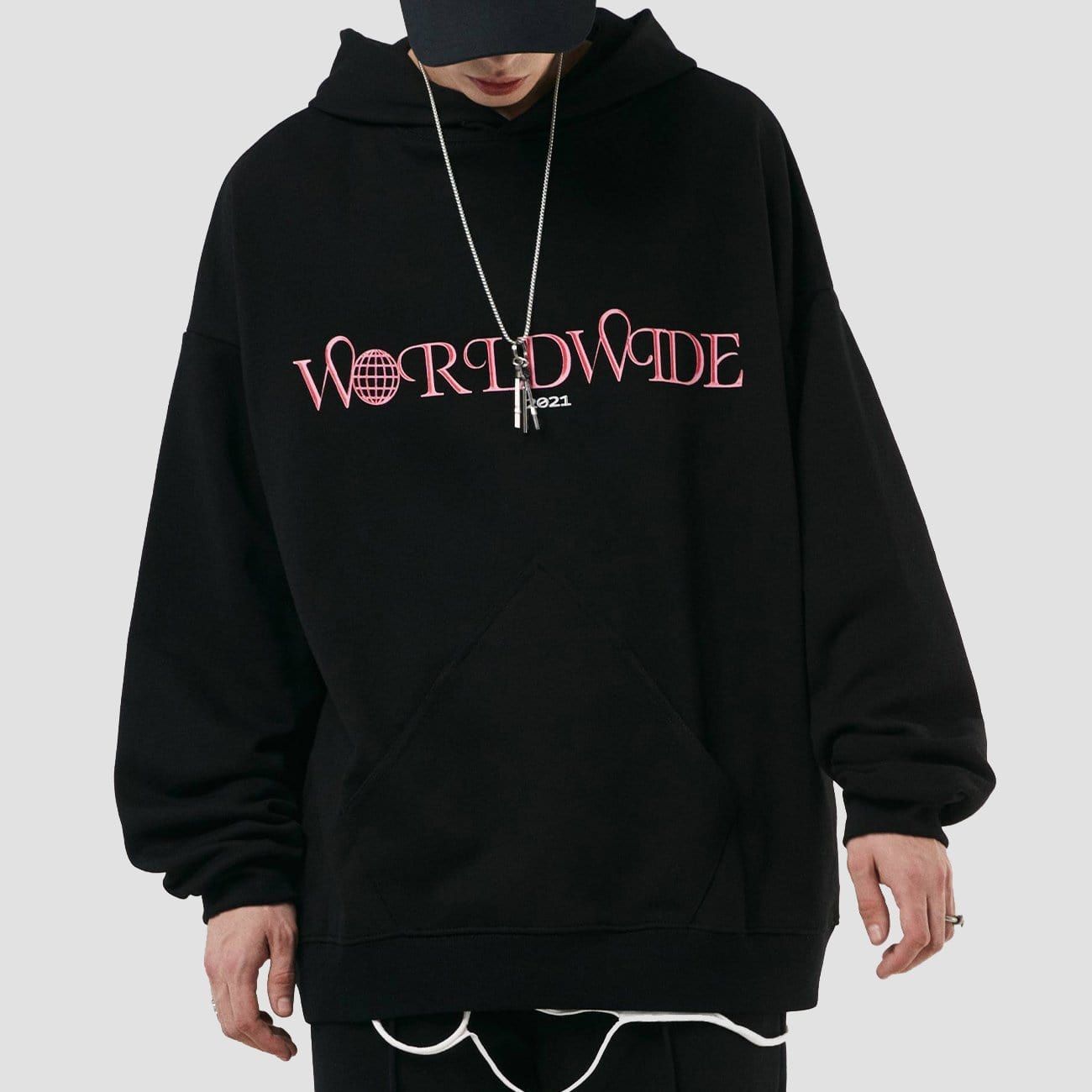 Solid Color Basic Letters Print Hoodie sold by Yugen Theory product image thumbnail 2
