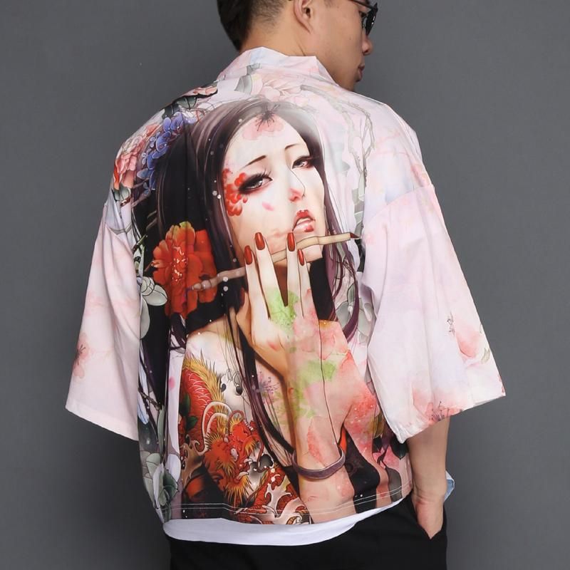 Japanese Geisha Kimono Cardigan Shirt sold by Yugen Theory