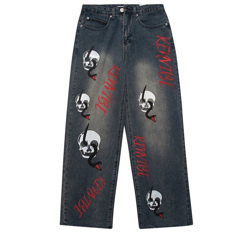 High Street Wide Leg Jeans Skull sold by Yugen Theory