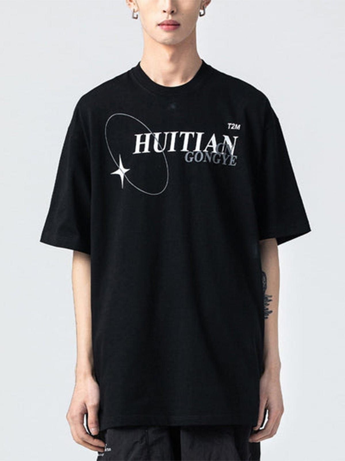 Circle Stars Letters Graphic T-Shirt sold by Yugen Theory