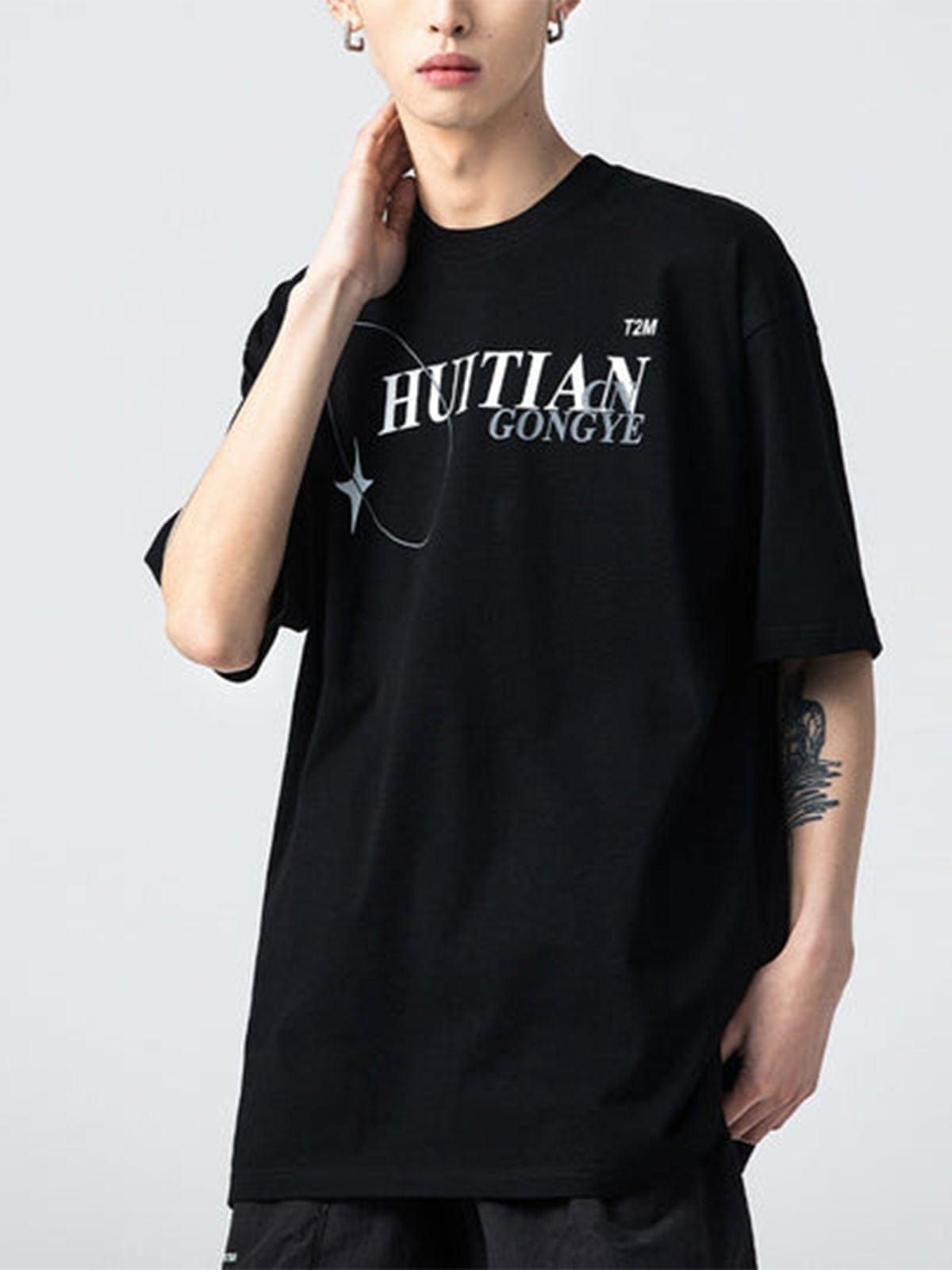 Circle Stars Letters Graphic T-Shirt sold by Yugen Theory product image thumbnail 2