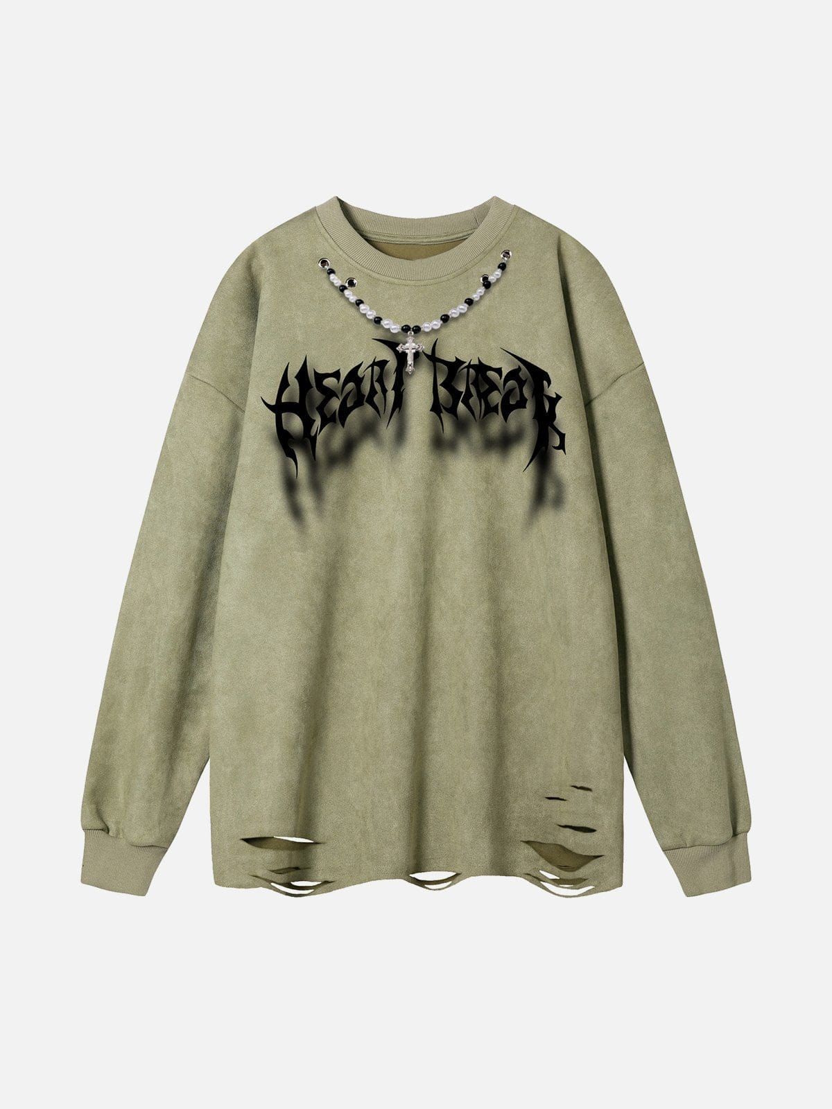Fuzzy Letters Cut Sweatshirt sold by Yugen Theory product image thumbnail 3