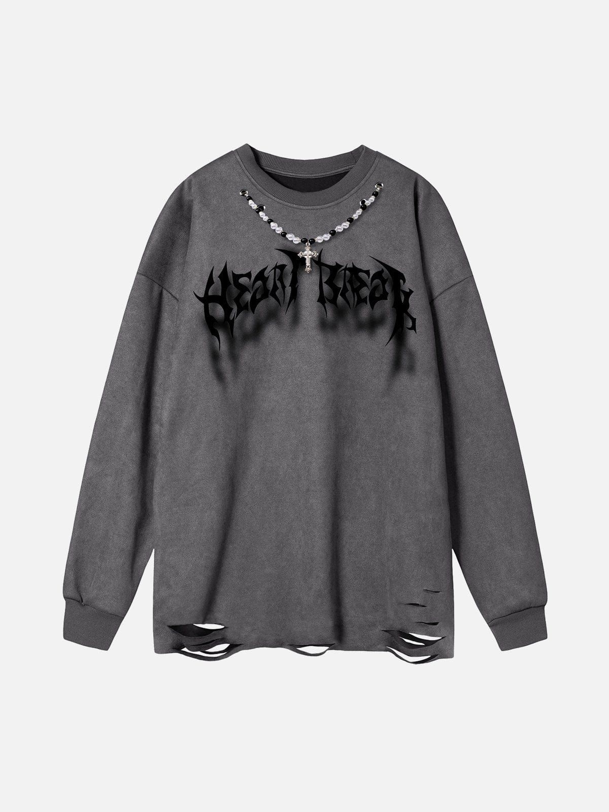 Fuzzy Letters Cut Sweatshirt sold by Yugen Theory