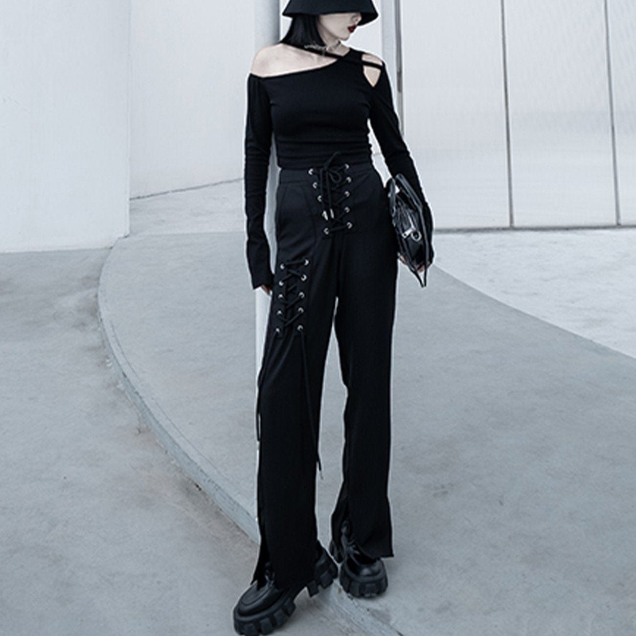 Half Shoulder Long Sleeve T Shirt sold by Yugen Theory product image thumbnail 2