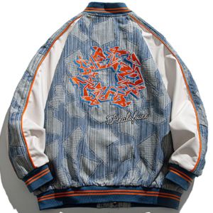 Letter Embroidery Contrast Color Varsity Jacket sold by Yugen Theory