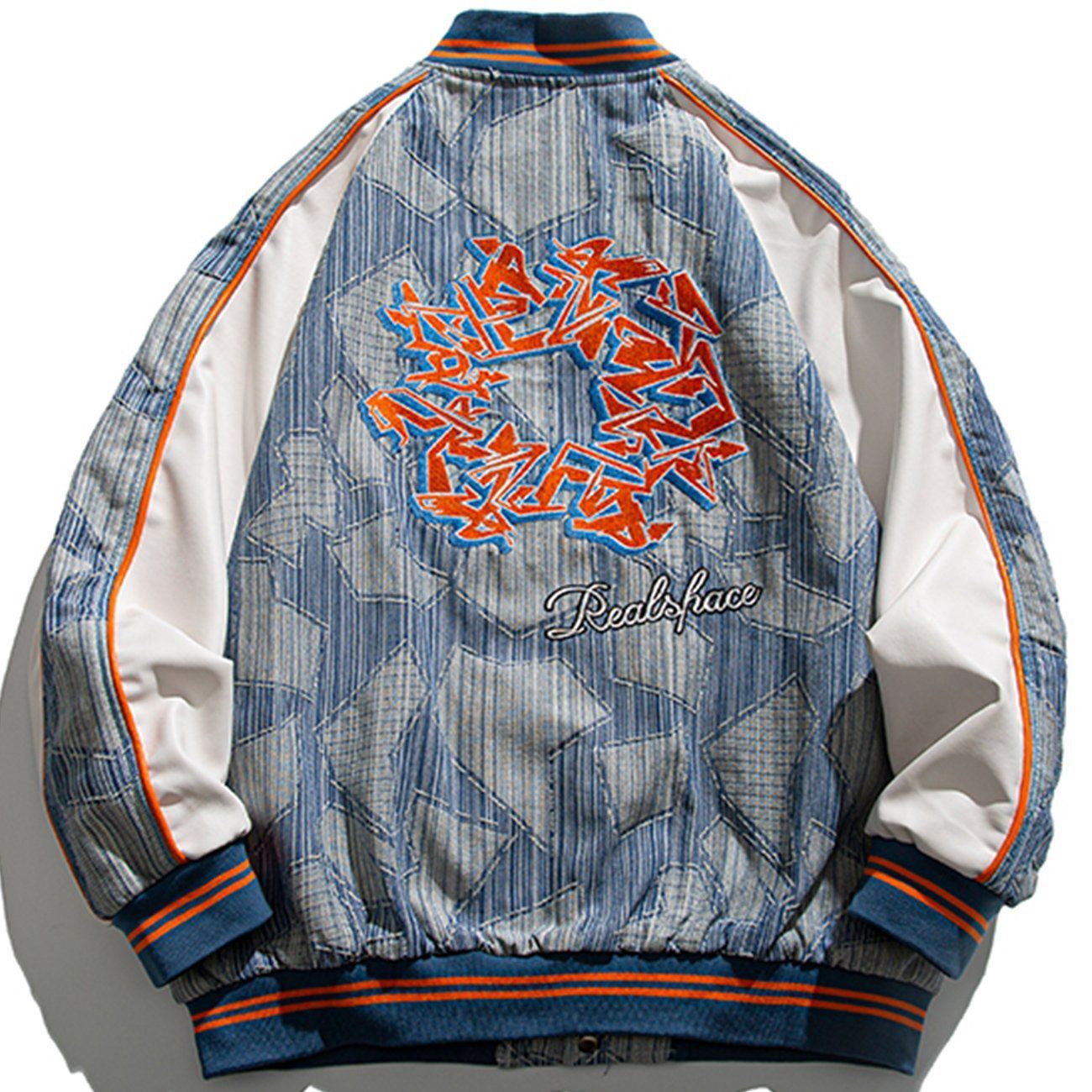 Letter Embroidery Contrast Color Varsity Jacket sold by Yugen Theory product image thumbnail 2