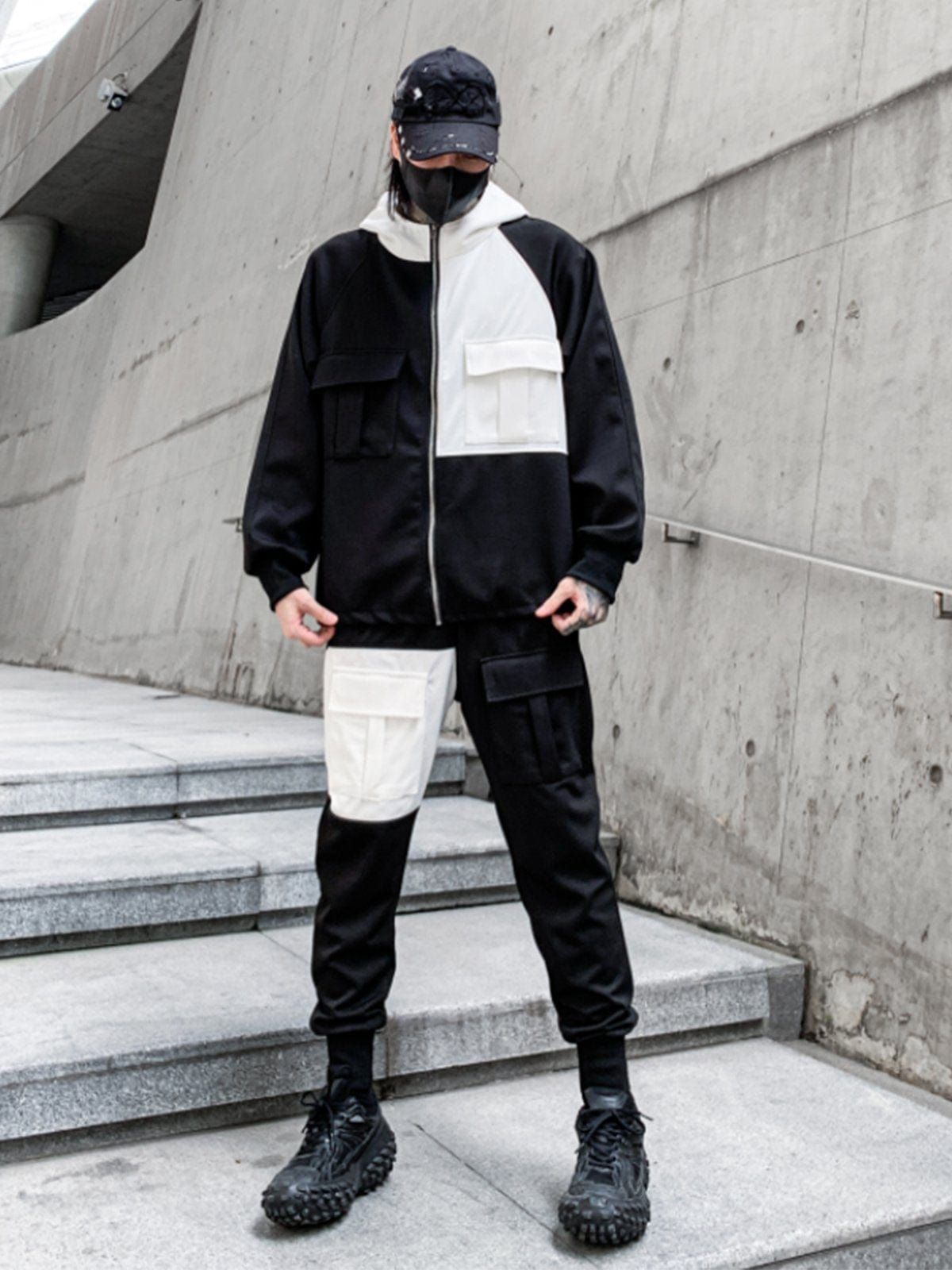 Black White Patchwork Hoodie sold by Yugen Theory product image thumbnail 2