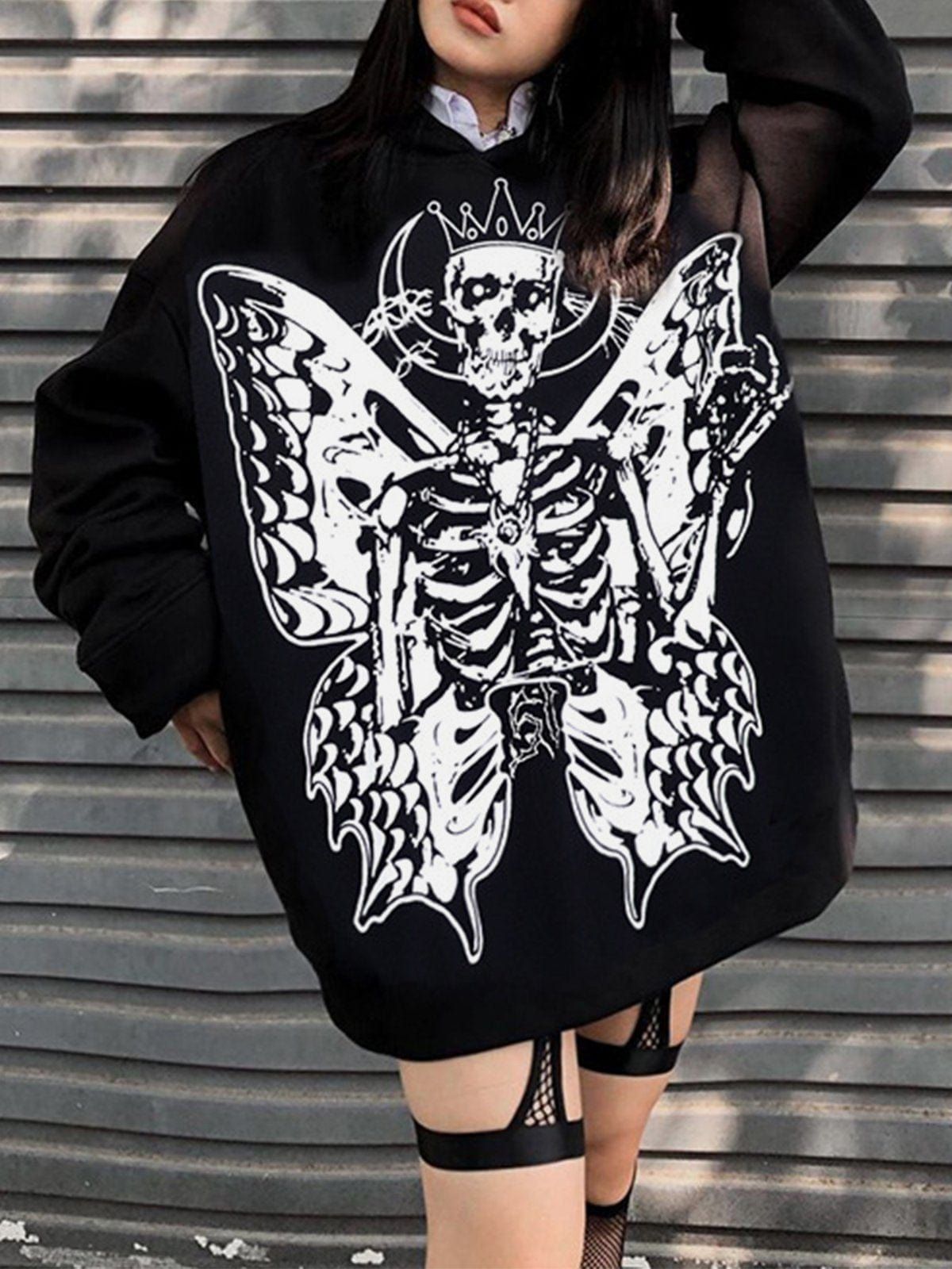 Skull Print Hoodie sold by Yugen Theory product image thumbnail 2