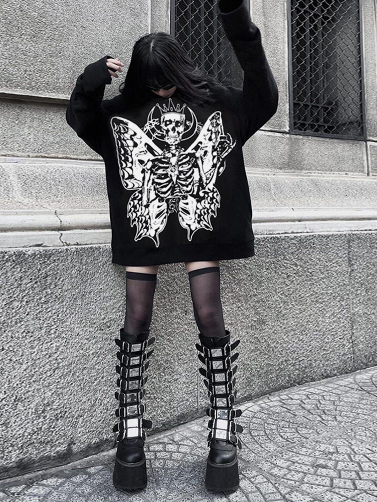 Skull Print Hoodie sold by Yugen Theory product image thumbnail 3