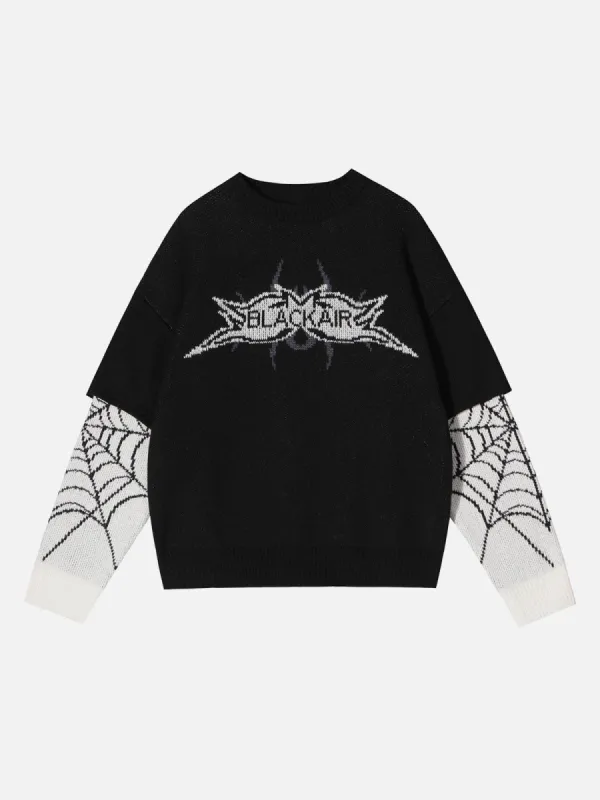 Fake Two Spider Web Jacquard Sweater sold by Yugen Theory