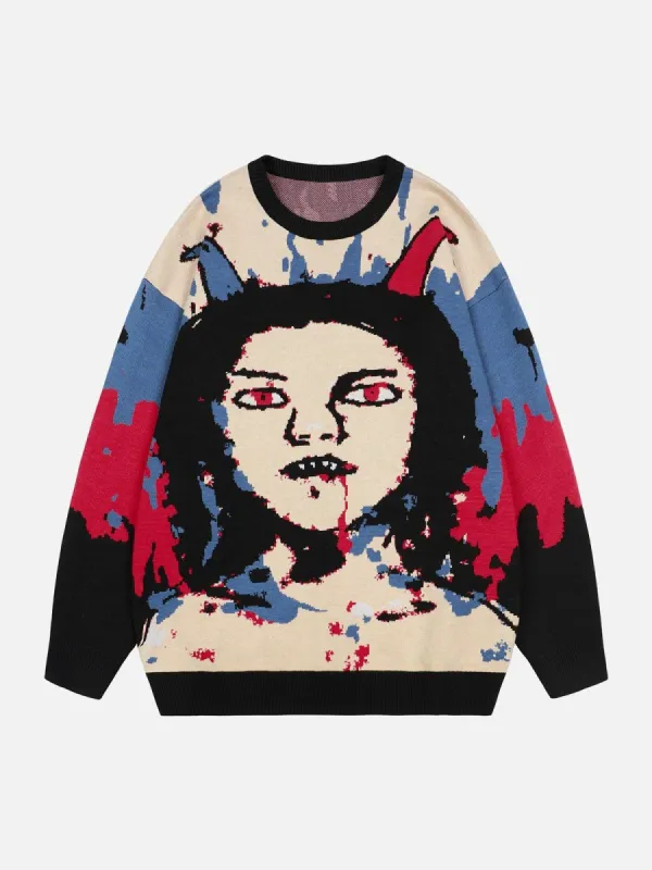 Bloody Characters Print Sweater sold by Yugen Theory