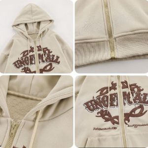 Fleece Zip Up Hoodie Unoffcall sold by Yugen Theory