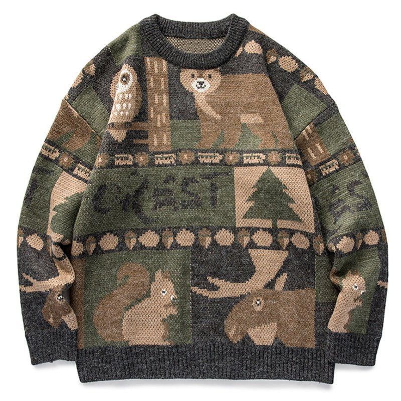 Retro Forest Color Block Sweater sold by Yugen Theory product image thumbnail 2