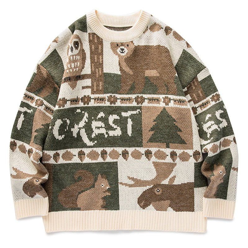 Retro Forest Color Block Sweater sold by Yugen Theory