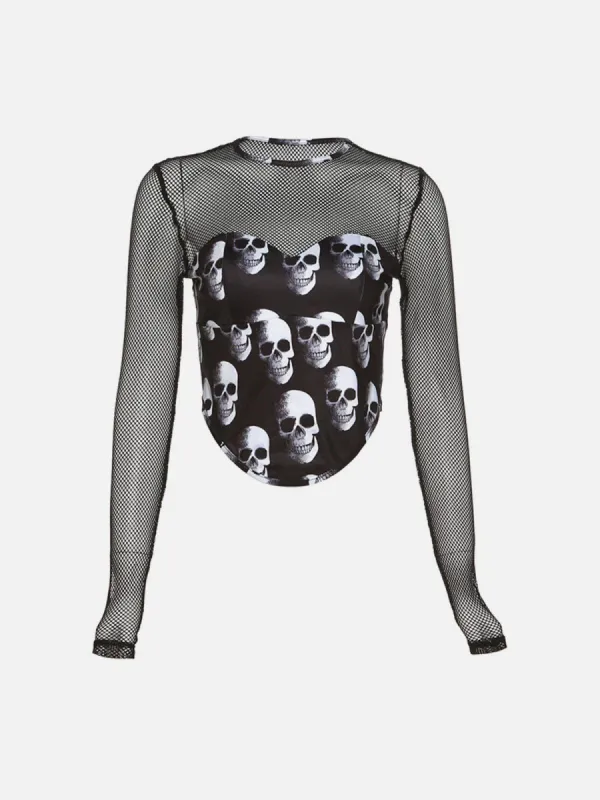 Full Print Skeleton Long Sleeve T Shirt sold by Yugen Theory