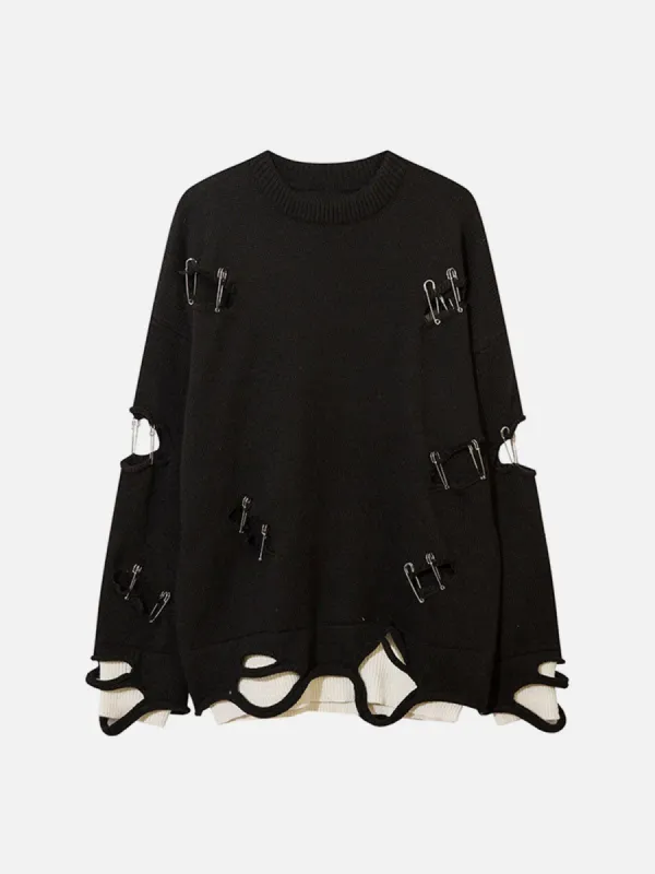 Ripped Pins Hole Sweater sold by Yugen Theory