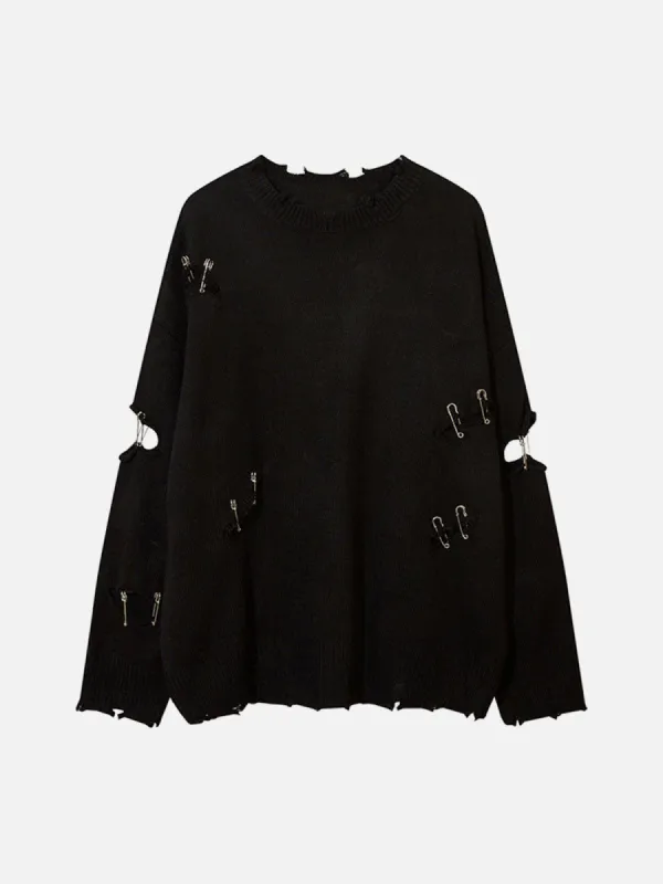 Personalized Pins Hole Knit Sweater sold by Yugen Theory