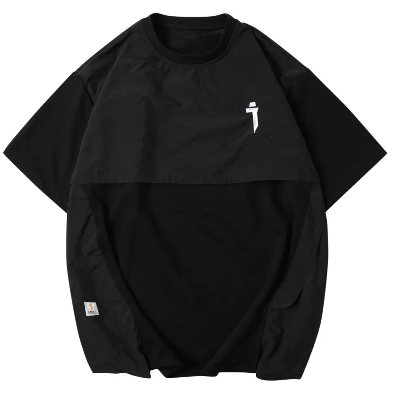 Fake Two Zipper Embroidery Decorative Pocket T-Shirt sold by Yugen Theory