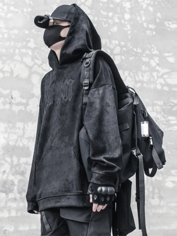 Gothic Letter Suede Hoodie sold by Yugen Theory