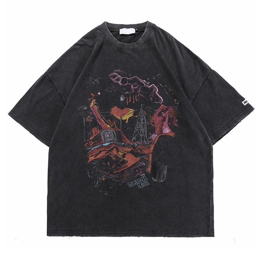 BLACK AIR Destruction Washed Cotton Oversize T-Shirt sold by Yugen Theory